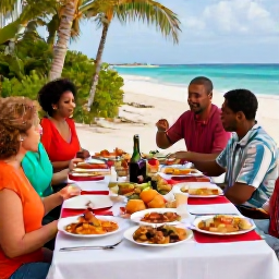 Caribbean Holidays, Cayman Christmas, Traditional Caymanian Christmas gathering with family and friends, colourful food, music and tropical surroundings