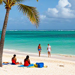 Caribbean Holidays, Cayman Christmas, Visitors enjoying a relaxed December afternoon on Seven Mile Beach, Grand Cayman, with clear turquoise water and palm trees
