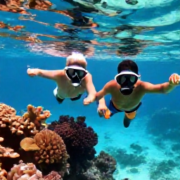 Caribbean Holidays, Cayman Couples Holidays, Couple snorkelling in crystal-clear water near Grand Cayman, colourful coral reef and tropical fish beneath the surface