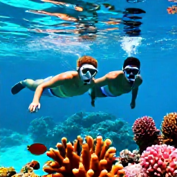 Caribbean Holidays, Cayman Couples Holidays, Couple snorkelling together in clear Caribbean water near colourful coral and tropical fish in the Cayman Islands