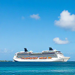 Caribbean Holidays, Cayman Cruises, A cruise ship approaching George Town harbour in the Cayman Islands beneath a bright August sky