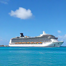 Caribbean Holidays, Cayman Cruises, A modern cruise ship approaching George Town harbour in Grand Cayman, with clear turquoise water and a bright Caribbean sky