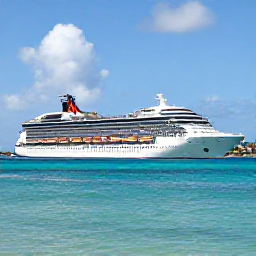 Caribbean Holidays, Cayman Cruises July, Luxury cruise ship approaching George Town harbour, Grand Cayman, under a bright July sky with turquoise Caribbean water