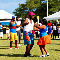 Caribbean Holidays, Cayman Culture, Colourful Cayman Islands cultural festival with local dancers, musicians and families outdoors in warm November sunshine