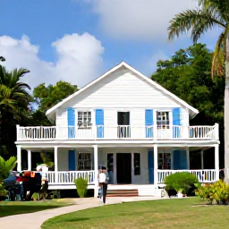 Caribbean Holidays, Cayman Culture Holidays, Historic Mission House in Bodden Town, Grand Cayman, surrounded by tropical greenery, with visitors learning about Caymanian heritage