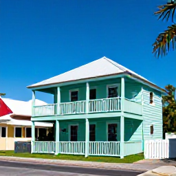 Caribbean Holidays, Cayman Culture, Visitors exploring George Town and an old Caymanian wooden house, with colourful buildings, palm trees and a clear blue sky