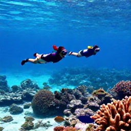 Caribbean Holidays, Cayman December Adventure, Snorkellers exploring clear shallow water above colourful coral and tropical fish near Grand Cayman