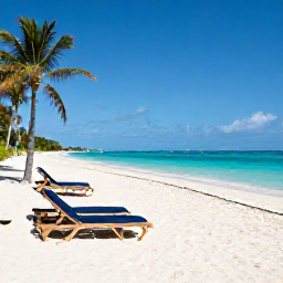 Caribbean Holidays, Cayman December Cruises, Relaxed beach scene on Seven Mile Beach in Grand Cayman during December, with white sand, turquoise sea, sun loungers and palm trees