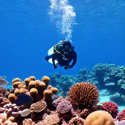 Caribbean Holidays, Cayman Diving December, A diver exploring a colourful coral reef with tropical fish in clear blue Cayman Islands water
