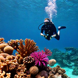 Caribbean Holidays, Cayman Diving May, Scuba diver exploring a colourful coral reef in clear turquoise Cayman Islands water during May