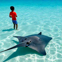 Caribbean Holidays, Cayman Family Holidays, A family meeting friendly stingrays in shallow clear water at Stingray City, Cayman Islands