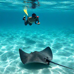 Caribbean Holidays, Cayman Family Holidays, A family snorkelling with friendly stingrays in shallow turquoise water at Stingray City, Grand Cayman