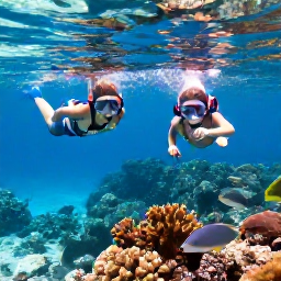 Caribbean Holidays, Cayman Family Holidays, Children and parents snorkelling together in shallow clear water near Grand Cayman, observing colourful tropical fish and coral