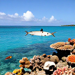 Caribbean Holidays, Cayman Fishing, Angler fishing beside a colourful coral reef in calm shallow Cayman Islands water, with tropical fish visible beneath the surface