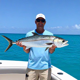 Caribbean Holidays, Cayman Fishing May, Deep-sea fishing charter in the Cayman Islands with anglers reeling in a large fish against a vivid blue ocean