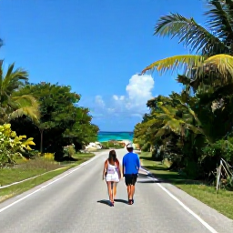 Caribbean Holidays, Cayman Honeymoons, Couple enjoying a scenic coastal drive and lush tropical landscape on Grand Cayman during a sunny December day