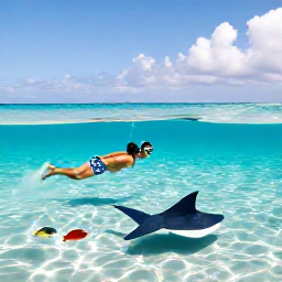 Caribbean Holidays, Cayman Honeymoons, Couple snorkelling together in crystal-clear water near Stingray City, colourful tropical fish and bright Caribbean sunshine