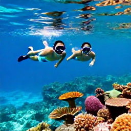 Caribbean Holidays, Cayman Honeymoons, Couple snorkelling together over colourful coral and tropical fish in clear Cayman Islands water