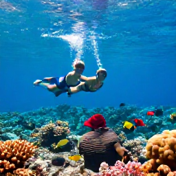 Caribbean Holidays, Cayman Honeymoons, Romantic couple snorkelling above colourful coral reef and tropical fish in clear Cayman Islands water