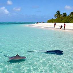 Caribbean Holidays, Cayman Instagram Hotspots, Visitors standing in shallow crystal-clear water at Stingray City in Grand Cayman, with friendly stingrays swimming nearby