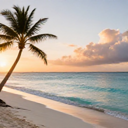 Caribbean Holidays, Cayman Instagram Spots, A quiet Grand Cayman beach at sunrise in October, with turquoise water, pale sand and a lone palm tree