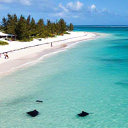 Caribbean Holidays, Cayman Instagram Spots, Aerial view of Stingray City sandbar with visitors in clear shallow Caribbean water and stingrays, sunny April conditions