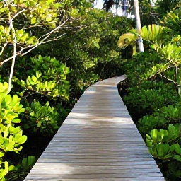 Caribbean Holidays, Cayman Instagram Spots, Rustic wooden boardwalk through lush tropical wetlands in the Cayman Islands during October, with mangroves and filtered sunlight