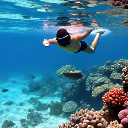 Caribbean Holidays, Cayman Islands All Inclusive, Visitors snorkelling over a colourful coral reef near Grand Cayman, with tropical fish in clear shallow water