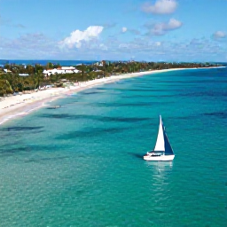 Caribbean Holidays, Cayman Islands August, Aerial view of Grand Cayman with turquoise water, bright beaches and a sailing boat, sunny Caribbean travel photograph