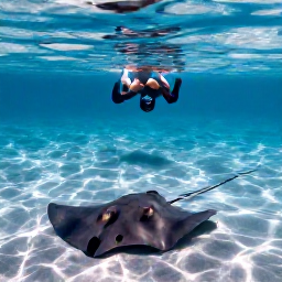Caribbean Holidays, Cayman Islands August, Visitors snorkelling with friendly stingrays in clear shallow water at Stingray City, Grand Cayman