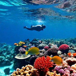 Caribbean Holidays, Cayman Islands February, Colourful coral reef and tropical fish visible through clear water near Grand Cayman, with a snorkeller exploring nearby