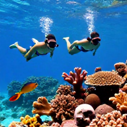 Caribbean Holidays, Cayman Islands February, Snorkellers swimming above colourful coral and tropical fish in clear Caribbean water near Grand Cayman