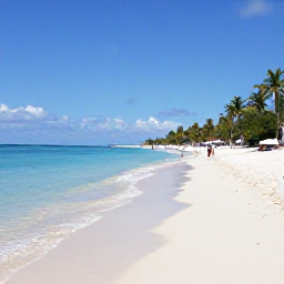 Caribbean Holidays, Cayman Islands February, Sunny Seven Mile Beach in Grand Cayman with calm turquoise water, soft white sand, palm trees and relaxed holidaymakers in February