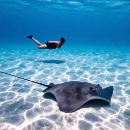 Caribbean Holidays, Cayman Islands Holidays, Snorkellers swimming with friendly southern stingrays in shallow clear water at Stingray City, Grand Cayman