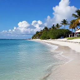 Caribbean Holidays, Cayman Islands July, Seven Mile Beach in Grand Cayman with calm turquoise water, white sand and palm trees under a sunny sky