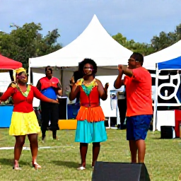 Caribbean Holidays, Cayman Islands June, Colourful Cayman Islands cultural festival with local musicians, dancers and visitors enjoying an outdoor June celebration