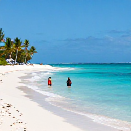 Caribbean Holidays, Cayman Islands June, Family-friendly Cayman Islands beach scene in June with calm turquoise water, snorkellers, palm trees and a relaxed island atmosphere