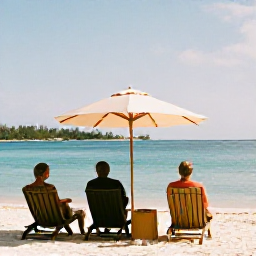 Caribbean Holidays, Cayman Islands March, Adults relaxing beside a calm turquoise sea at a stylish Cayman Islands resort in warm March sunshine