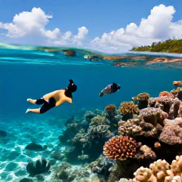 Caribbean Holidays, Cayman Islands March, Snorkellers viewing colourful coral and tropical fish in crystal-clear Cayman Islands water beneath a sunny Caribbean sky