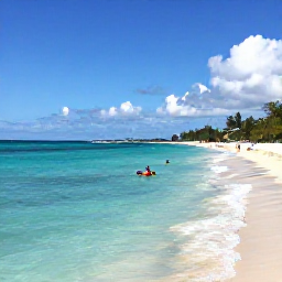 Caribbean Holidays, Cayman Islands March, Sunny Seven Mile Beach in Grand Cayman with clear turquoise water, soft white sand and visitors enjoying a relaxed March day
