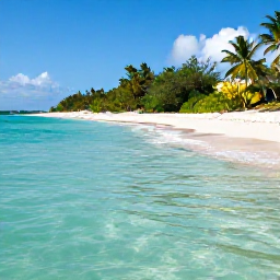 Caribbean Holidays, Cayman Islands May, Clear turquoise water, sandy beach and lush coastal vegetation on Grand Cayman in warm May sunshine