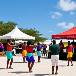 Caribbean Holidays, Cayman Islands May, Colourful Cayman Islands cultural festival with local musicians, dancers and visitors enjoying a sunny May afternoon