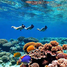 Caribbean Holidays, Cayman Islands May, Snorkellers above a colourful coral reef with tropical fish in clear Cayman Islands water