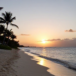 Caribbean Holidays, Cayman Islands Nature, A relaxed sunset scene at a quiet Cayman Islands beach, with gentle waves, palm trees and warm evening light