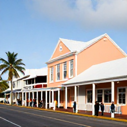 Caribbean Holidays, Cayman Islands November, A friendly Cayman Islands street scene with pastel buildings, local shops, palm trees and visitors exploring George Town