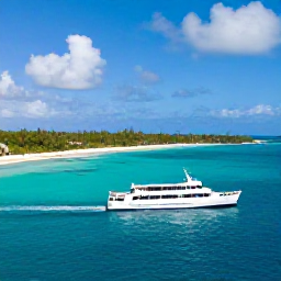 Caribbean Holidays, Cayman Islands October, A comfortable Caribbean ferry or small aircraft connecting Cayman Islands destinations, with tropical sea and islands in the background