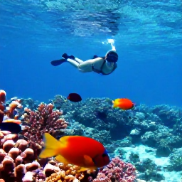 Caribbean Holidays, Cayman Islands October, Colourful tropical fish and coral beneath clear shallow water near Grand Cayman, viewed by a snorkeller in October