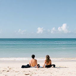 Caribbean Holidays, Cayman Islands October, Couple relaxing on a quiet white-sand beach in Grand Cayman during a warm October afternoon