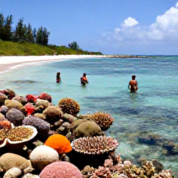 Caribbean Holidays, Cayman Islands October, Snorkellers exploring a colourful coral reef beside a calm beach in Grand Cayman