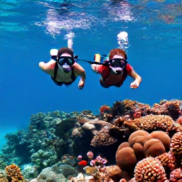 Caribbean Holidays, Cayman Islands September, Couple snorkelling over colourful coral reef and tropical fish in clear Cayman Islands water during September